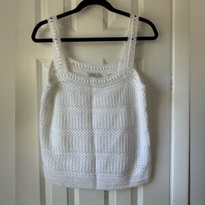 Vince Crochet Tank Top - White - Size Large